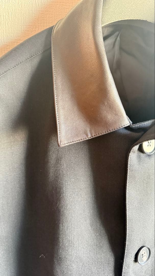 AURALEE 襟レザー今期ステンカラーコート サイズ4 ブラック