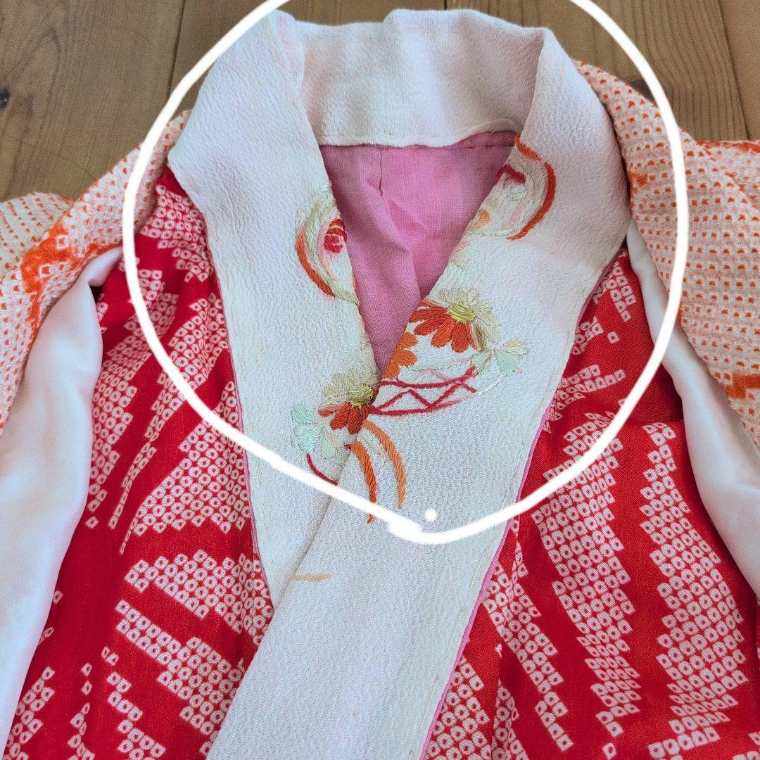 七五三7歳女の子総絞り着物＆半幅帯＆帯締め&帯揚げ&草履＆バッグ