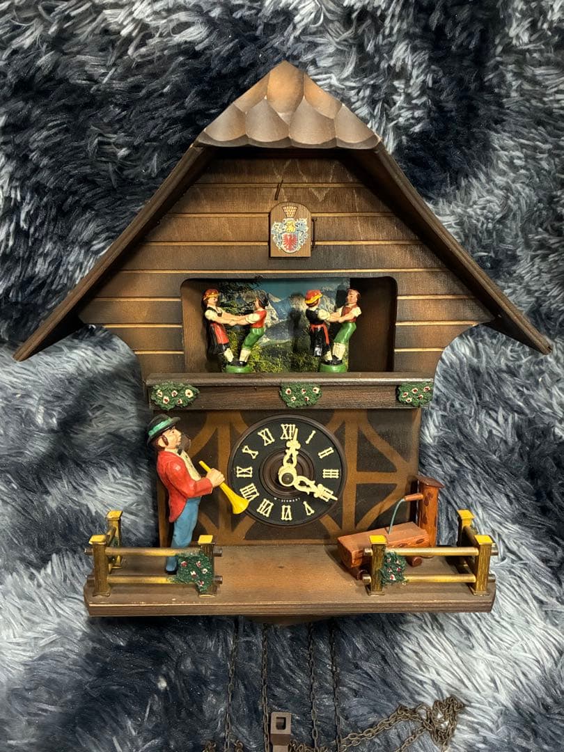 希少 ビンテージ ドイツ製 鳩時計 からくり時計 音楽隊 振子時計 ぜんまい
