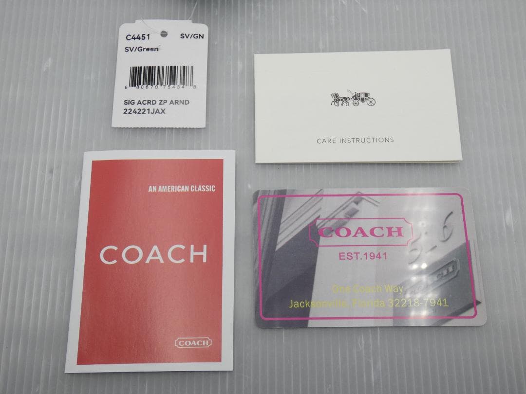【新品】COACH コーチ ラウンド 長財布 C4451 ウォレット カーキ系