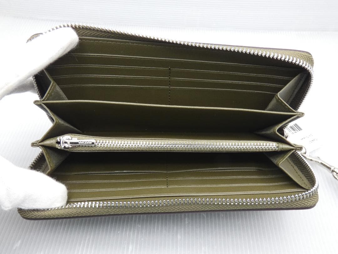 【新品】COACH コーチ ラウンド 長財布 C4451 ウォレット カーキ系