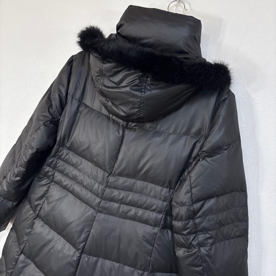 美品　大きいサイズ　LABELDA ラビットファー　ダウンコート　17号