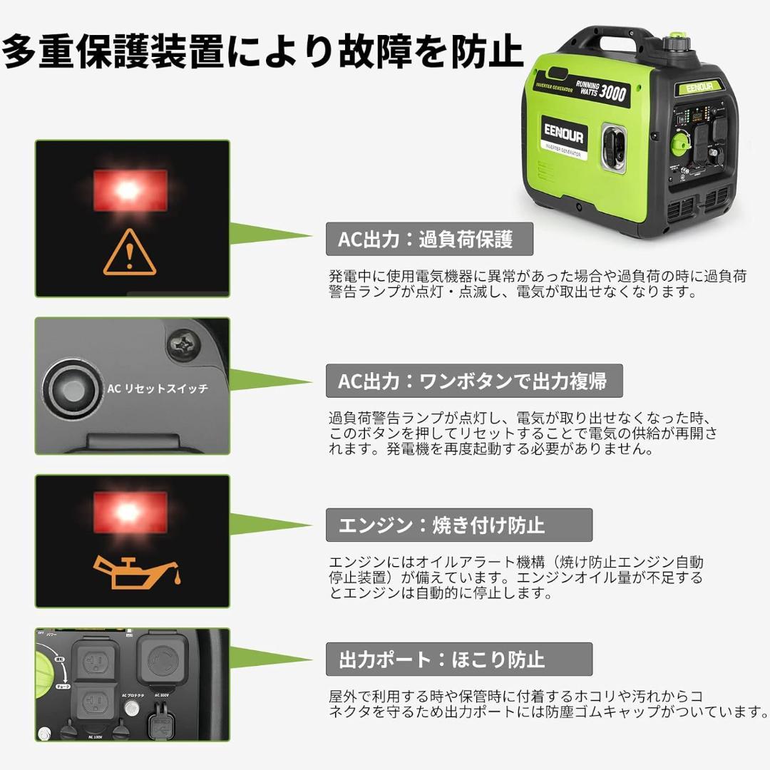EENOUR インバーター発電機 DK3000iS 定格出力3.0kVA 防音型
