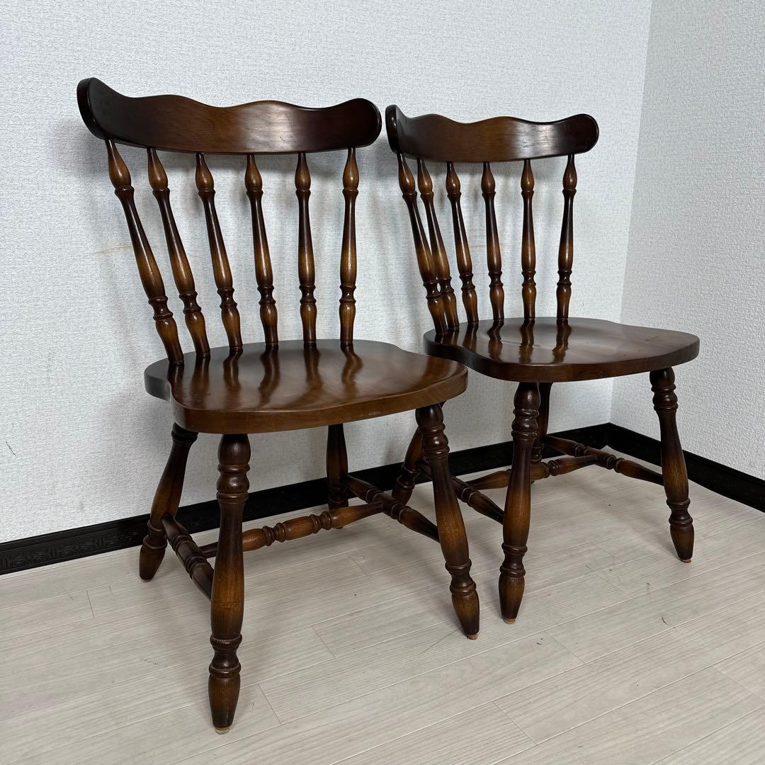 飛騨産業 キツツキマーク ダイニングチェア ウィンザーチェア 2脚セットi4※