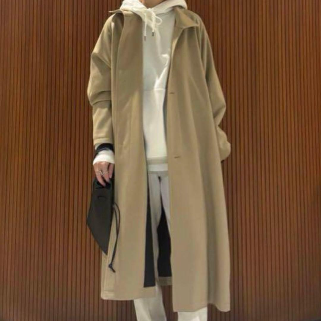 CABaN ウールギャバジン　スタンドカラーコート　ベージュ　サイズS