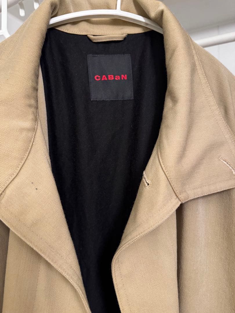 CABaN ウールギャバジン　スタンドカラーコート　ベージュ　サイズS