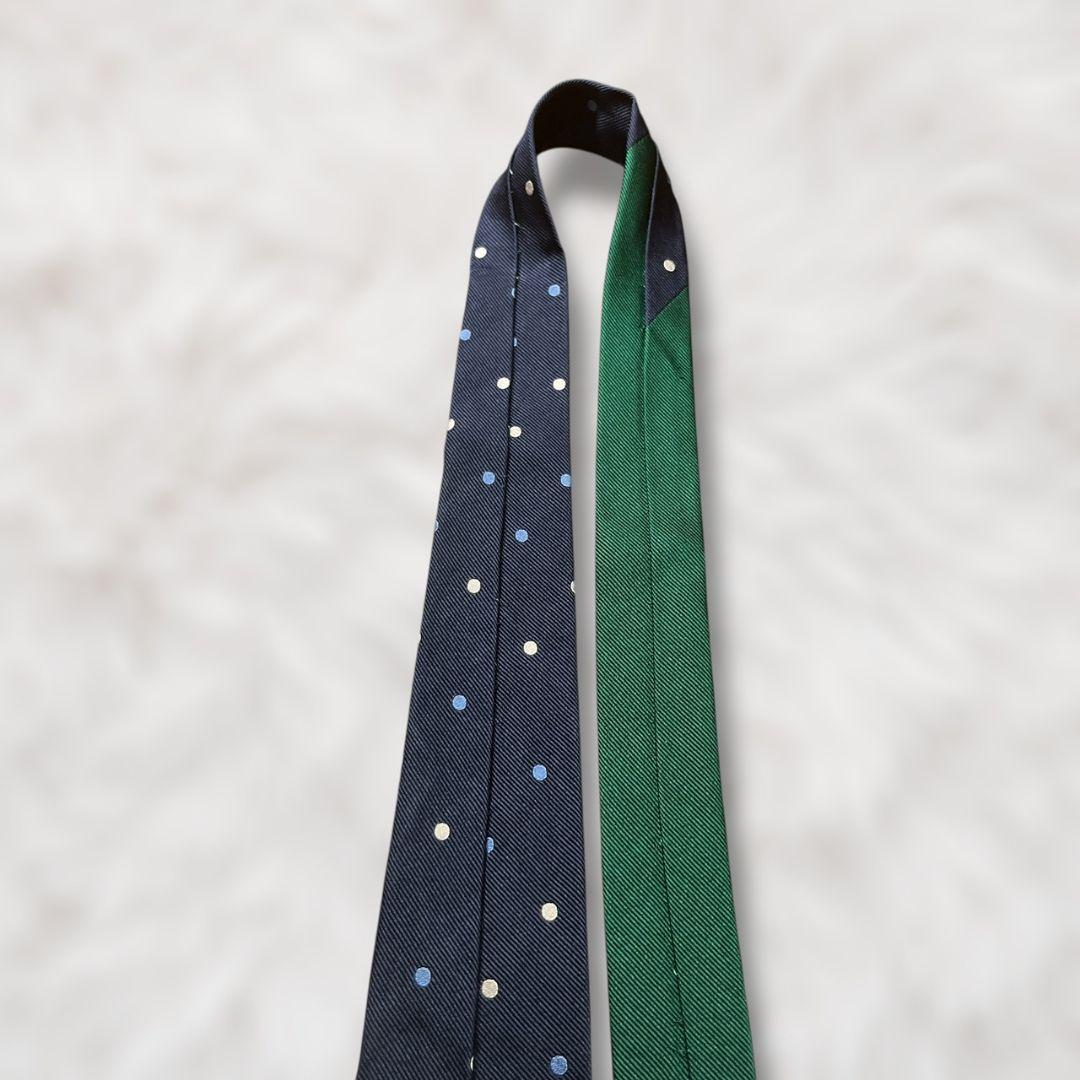 【美品✨】LELYS ルリス ドット柄 スフォデラート 紺青水白緑 バイカラー