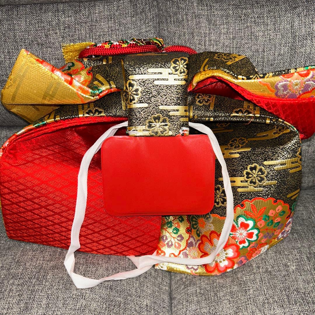 【極美品】七五三 箱せこ 豪華八点セット 飾り帯 草履 バッグ 和装小物 金✖︎黒