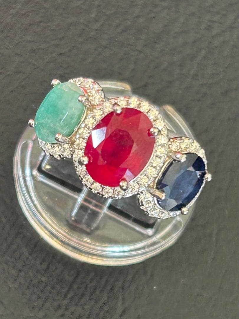 t*a様 天然石ルビーデザインネックレス＆サイズ限定18号デザインリング19号￼