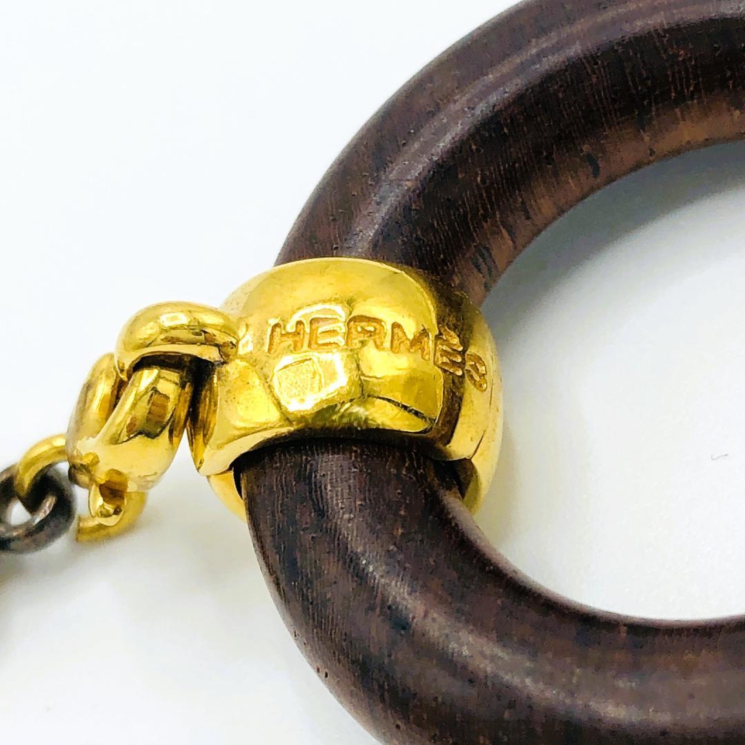 HERMES エルメス スカーフリング スターチャーム ウッド ゴールド