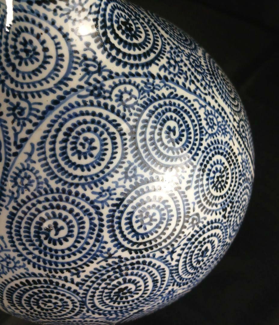 Y2788 古伊万里 染付蛸唐草文瓶 壷 高さ40㎝ 大型