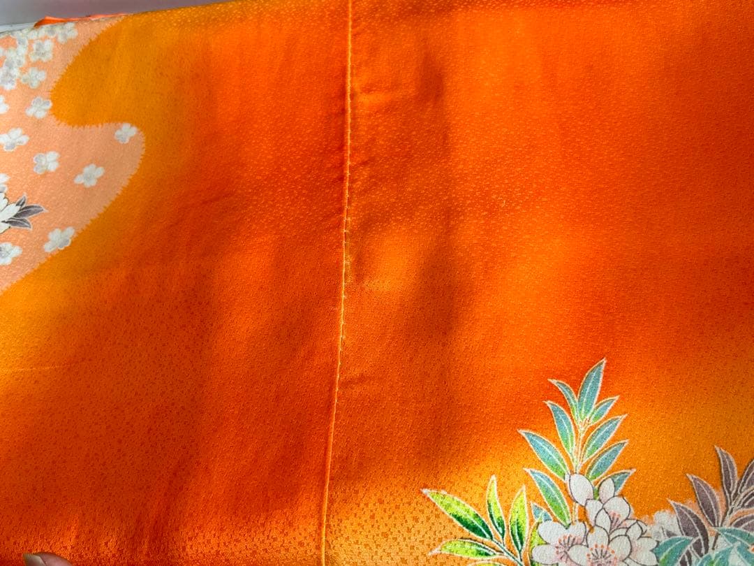 七五三　７歳　着物帯セット　朱色系　レトロ