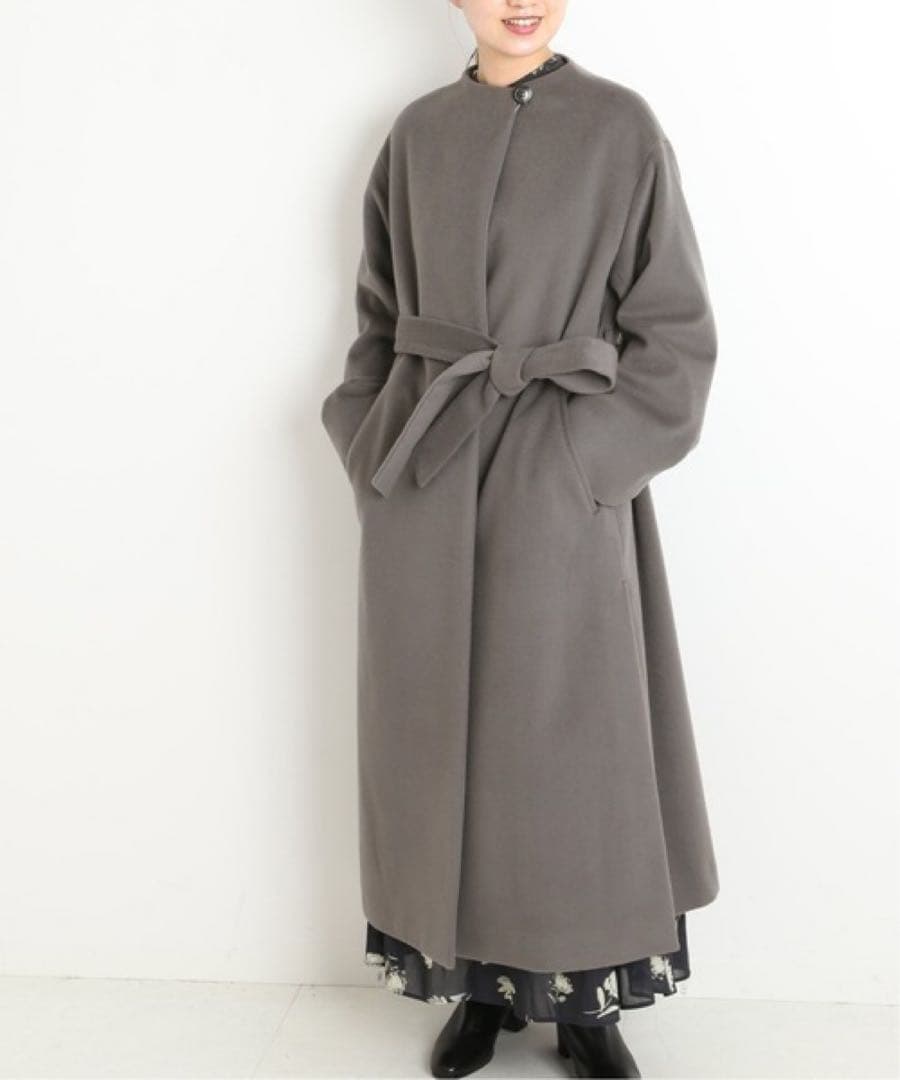 イエナ　サイドスリットロングコート　ベルト付き