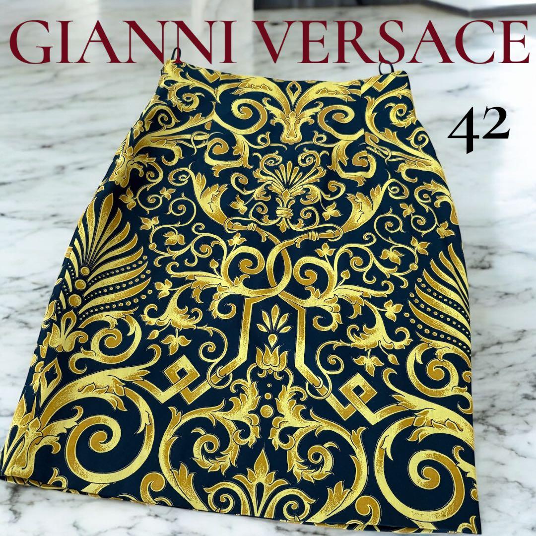 希少　美品✨GIANNI VERSACE バロック柄 ウールスカート 42