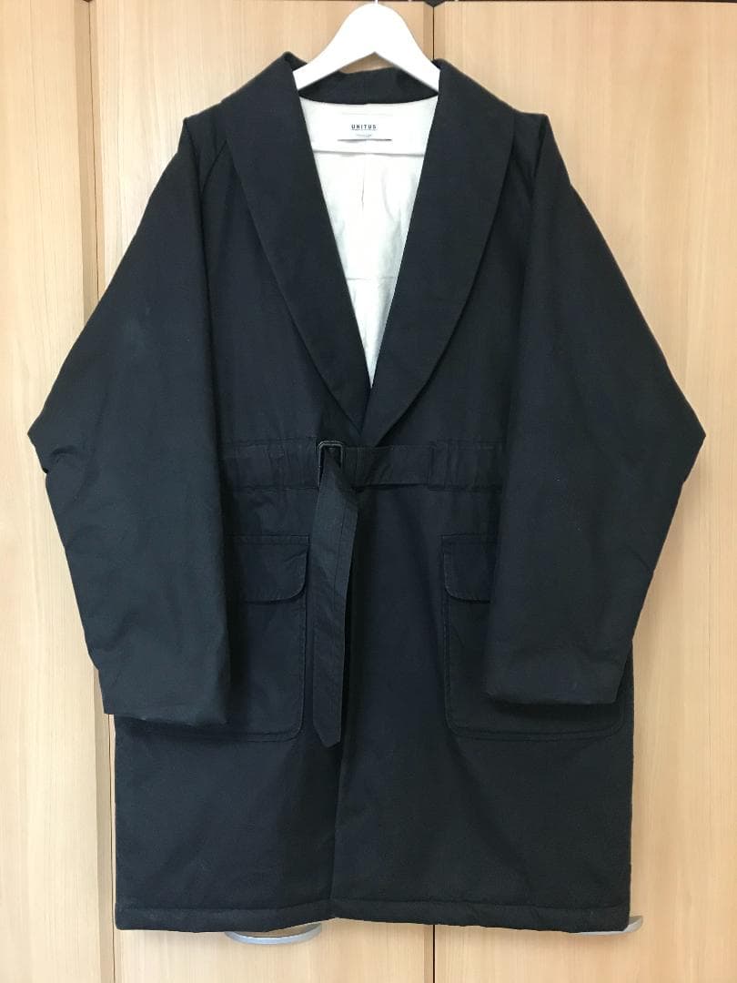 美品 UNITUS ユナイタス Belted Shawl Coat ブラック L