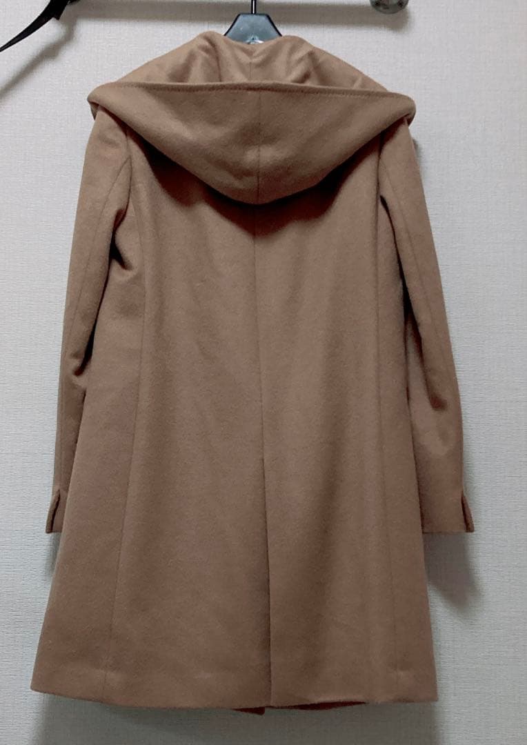 美品　23区　羊毛✖️アンゴラ　ビーバーフーデットコート　キャメル40 Lサイズ