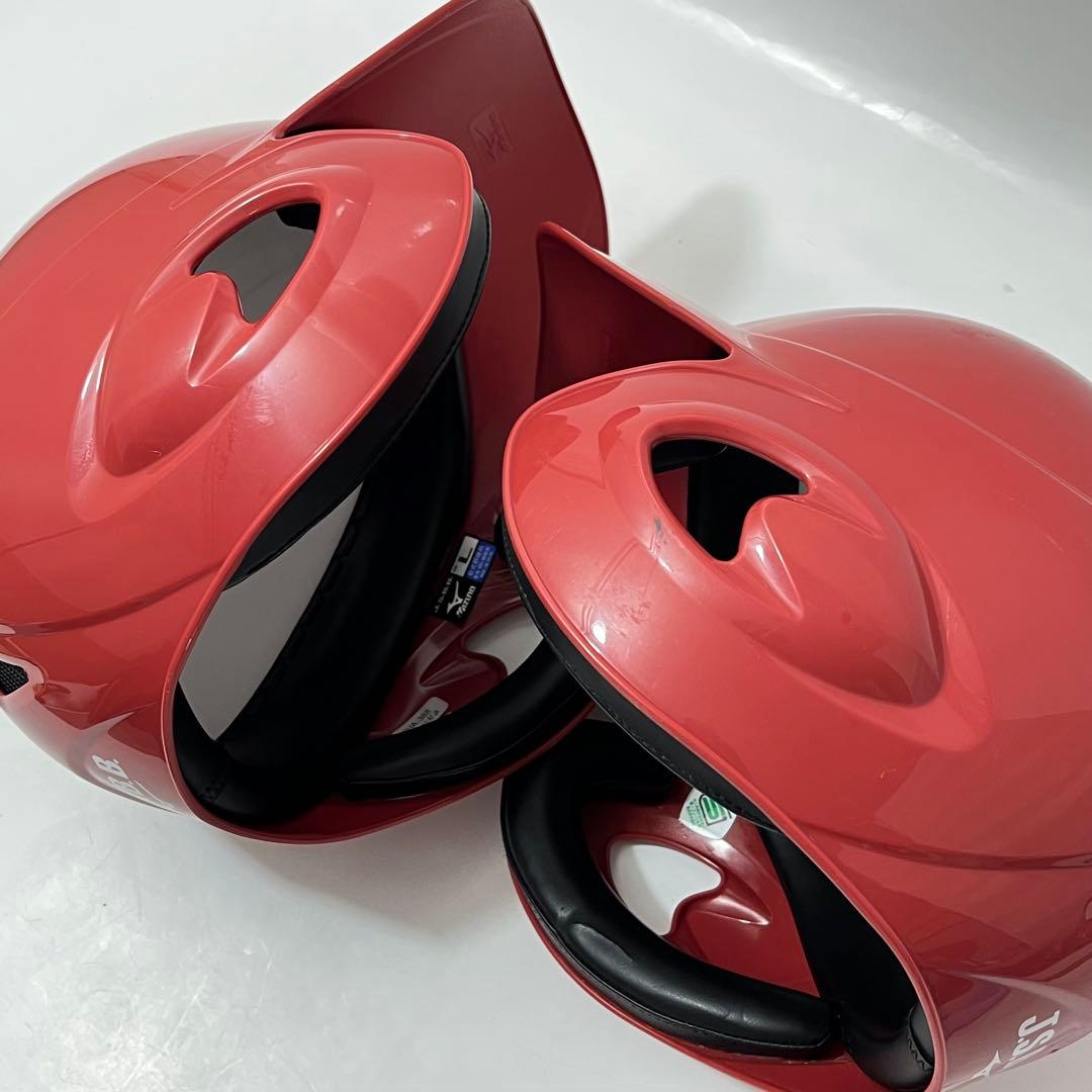 つ28【2個セット】ミズノ 野球 ヘルメット 赤 JSBB公認 軟式用 Lサイズ